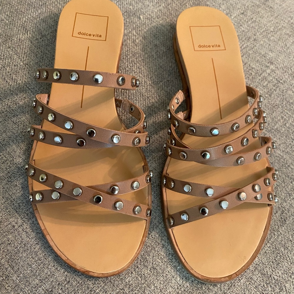 Dolce Vita Pinta Studded Sandal in Cafe.